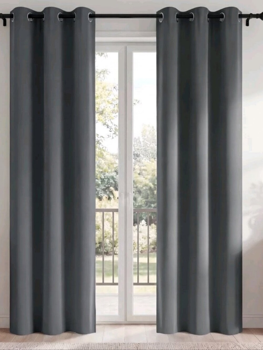 Gray Blackout Grommet Curtain - 4 Panels